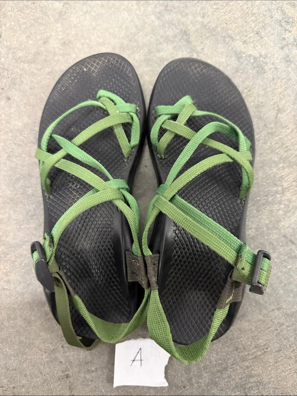 Chaco Black Sandals with Green Webbing Straps